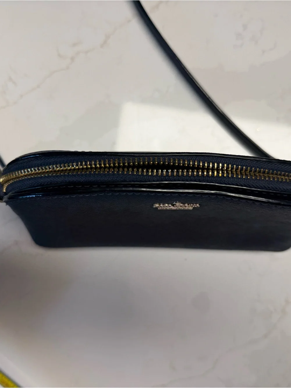 kate spade navy dome crossbody with gold hardware